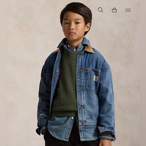 New Ralph Lauren Blue Denim Jacket with Corduroy Collar